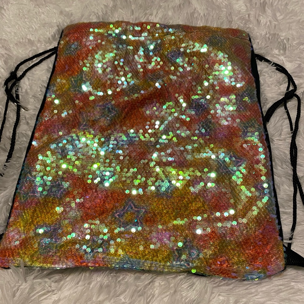 Sequin drawstring bag